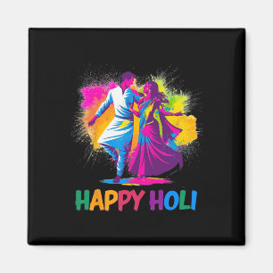 Happy Holi Festival Indian Colors Spring Dance Magnet