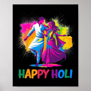 Happy Holi Festival Indian Colors Spring Dance Poster