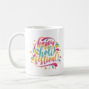 Happy Holi Festival mit gepulster Farbe und Farbe Kaffeetasse