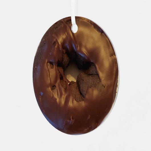 Happy Holi-Glaze Chocolate Donut Ornament Aus Metall (Vorderseite links)