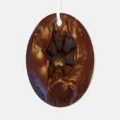 Happy Holi-Glaze Chocolate Donut Ornament Aus Metall (Vorderseite links)