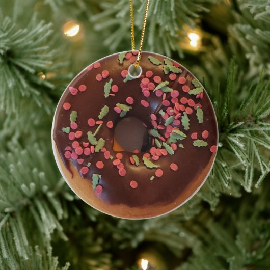 Happy Holi-Glaze Chocolate Sprinkles Donut Keramik Ornament (Baum)