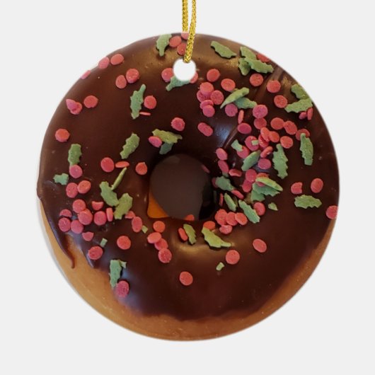 Happy Holi-Glaze Chocolate Sprinkles Donut Keramik Ornament (Vorne)
