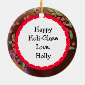 Happy Holi-Glaze Chocolate Sprinkles Donut Keramik Ornament (Hinten)