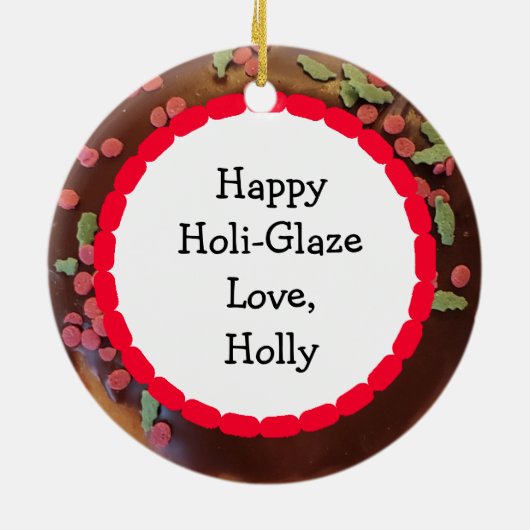 Happy Holi-Glaze Chocolate Sprinkles Donut Keramik Ornament (Hinten)