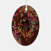 Happy Holi-Glaze Chocolate Sprinkles Donut Ornament Aus Metall (Vorderseite Rechts)