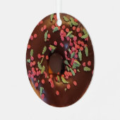 Happy Holi-Glaze Chocolate Sprinkles Donut Ornament Aus Metall (Vorderseite links)