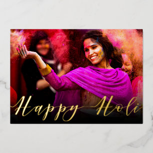 Happy Holi Hai Foto Typografie Folien Feiertagskarte
