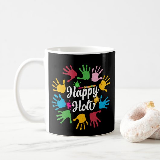 Happy Holi Hands Frische Pasta machen Kaffeetasse (Mit Donut)