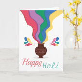 Happy Holi in White Background Karte (Gelbe Blume)