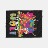 Happy Holi Indian Dancing Spring Holi Festival Fleecedecke (Vorderseite (Horizontal))
