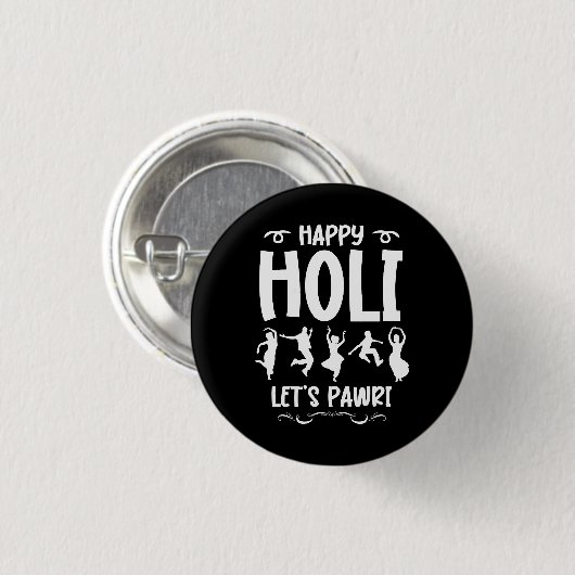 Happy Holi Let's Pawri Hindu Festival Geschenke Button (Vorne & Hinten)