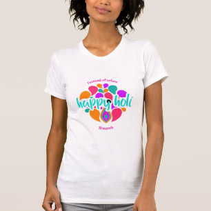 Happy Holi T Shirt für Frauen Männer Kinder Farbe