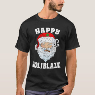 Happy Holiblaze Santa Smoking Weed Weihnachten T-Shirt