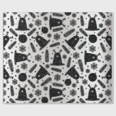 Happy Holiday Alien Reindeer Silver Black Snow Geschenkpapier (Flach)