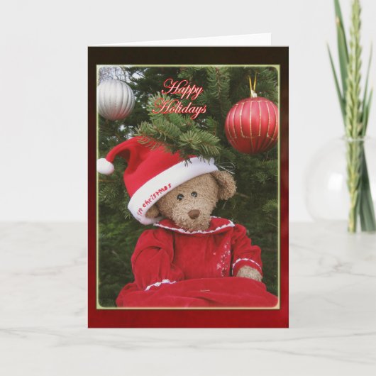 Happy Holiday Bear Feiertagskarte (Vorderseite)