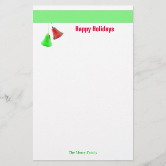 Happy Holiday Bells Briefpapier (Vorderseite)