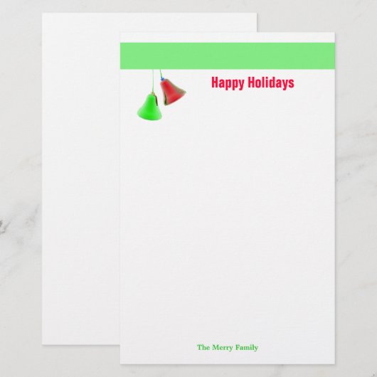 Happy Holiday Bells Briefpapier (Vorne/Hinten)