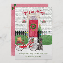 Happy Holiday Black Labrador Retriever Red Door