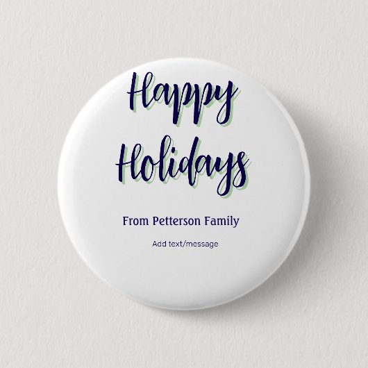 Happy Holiday Blau Grün Weihnachten stilvoll moder Button (Vorderseite)