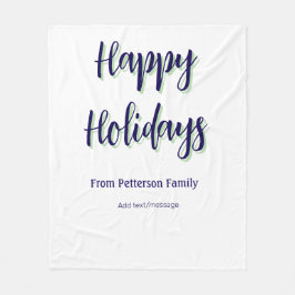 Happy Holiday Blau Grün Weihnachten stilvoll moder Fleecedecke