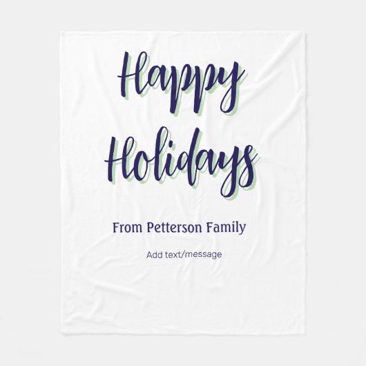 Happy Holiday Blau Grün Weihnachten stilvoll moder Fleecedecke (Vorderseite)