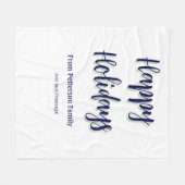 Happy Holiday Blau Grün Weihnachten stilvoll moder Fleecedecke (Vorderseite (Horizontal))