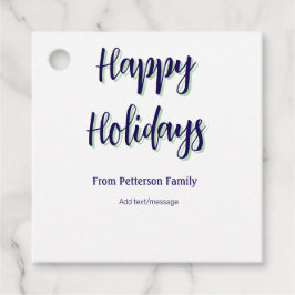 Happy Holiday Blau Grün Weihnachten stilvoll moder Geschenkanhänger