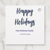 Happy Holiday Blau Grün Weihnachten stilvoll moder Geschenkanhänger (Rückseite)