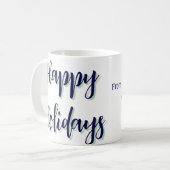 Happy Holiday Blau Grün Weihnachten stilvoll moder Kaffeetasse (Vorderseite Links)