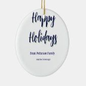 Happy Holiday Blau Grün Weihnachten stilvoll moder Keramik Ornament (Rechts)