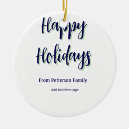 Happy Holiday Blau Grün Weihnachten stilvoll moder Keramik Ornament