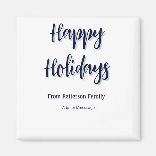 Happy Holiday Blau Grün Weihnachten stilvoll moder Magnet (Vorne)