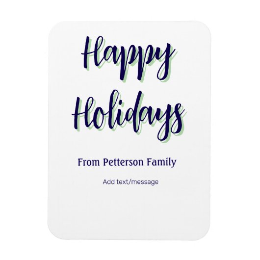 Happy Holiday Blau Grün Weihnachten stilvoll moder Magnet (Vertikal)