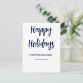 Happy Holiday Blau Grün Weihnachten stilvoll moder Postkarte (Stehend Vorderseite)