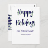 Happy Holiday Blau Grün Weihnachten stilvoll moder Postkarte (Vorne/Hinten)