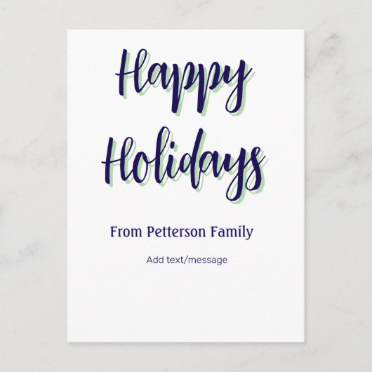 Happy Holiday Blau Grün Weihnachten stilvoll moder Postkarte (Vorderseite)