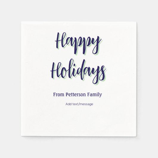 Happy Holiday Blau Grün Weihnachten stilvoll moder Serviette (Vorderseite)