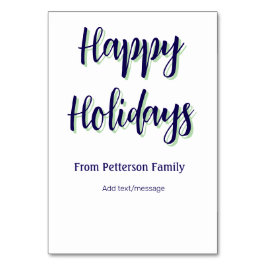 Happy Holiday Blau Grün Weihnachten stilvoll moder Tischnummer