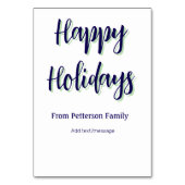 Happy Holiday Blau Grün Weihnachten stilvoll moder Tischnummer (Rückseite)