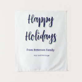 Happy Holiday Blau Grün Weihnachten stilvoll moder Wandteppich