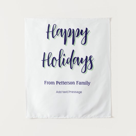 Happy Holiday Blau Grün Weihnachten stilvoll moder Wandteppich (Vorderseite)