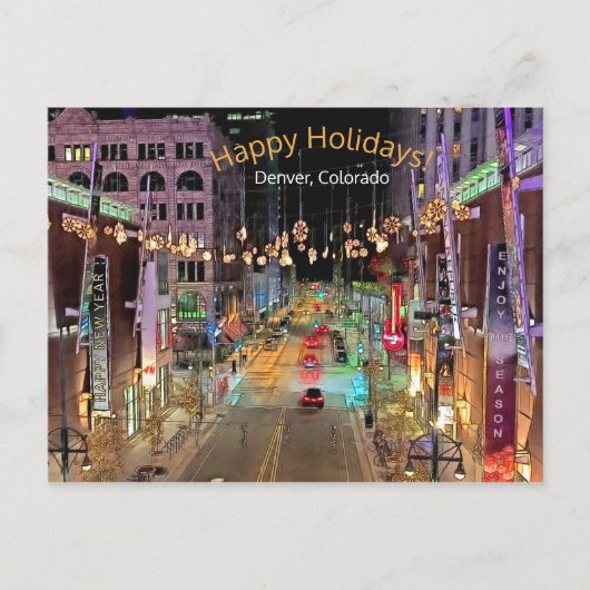 Happy Holiday, das festliche Stadtzentrum Denver C Postkarte (Vorderseite)