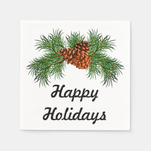Happy Holiday - Detail mit Kiefernkegeln Serviette