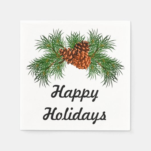 Happy Holiday - Detail mit Kiefernkegeln Serviette (Vorderseite)