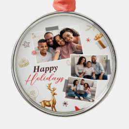 Happy Holiday Family Drei FotoCollage Ornament Aus Metall