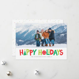 Happy Holiday farbenfrohe Weihnachts-Fotokarte Feiertagskarte