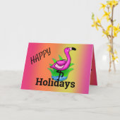 Happy Holiday Flamingo Pink Bright Begrüßung Karte (Gelbe Blume)