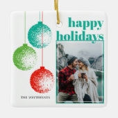 Happy Holiday Foto Keramikornament (Vorderseite)