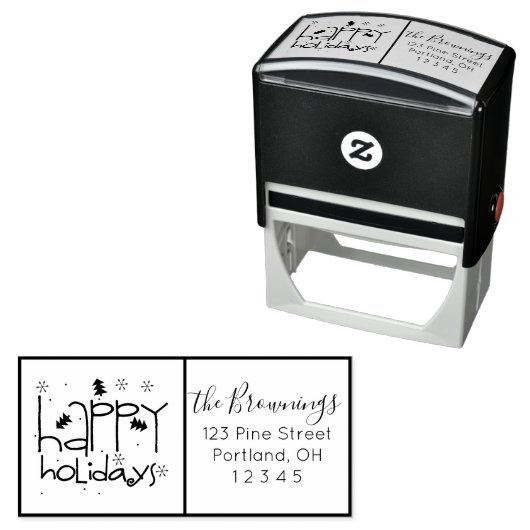 Happy Holiday Gerahmt Custom Holiday Adresse Permastempel (Beispiel)